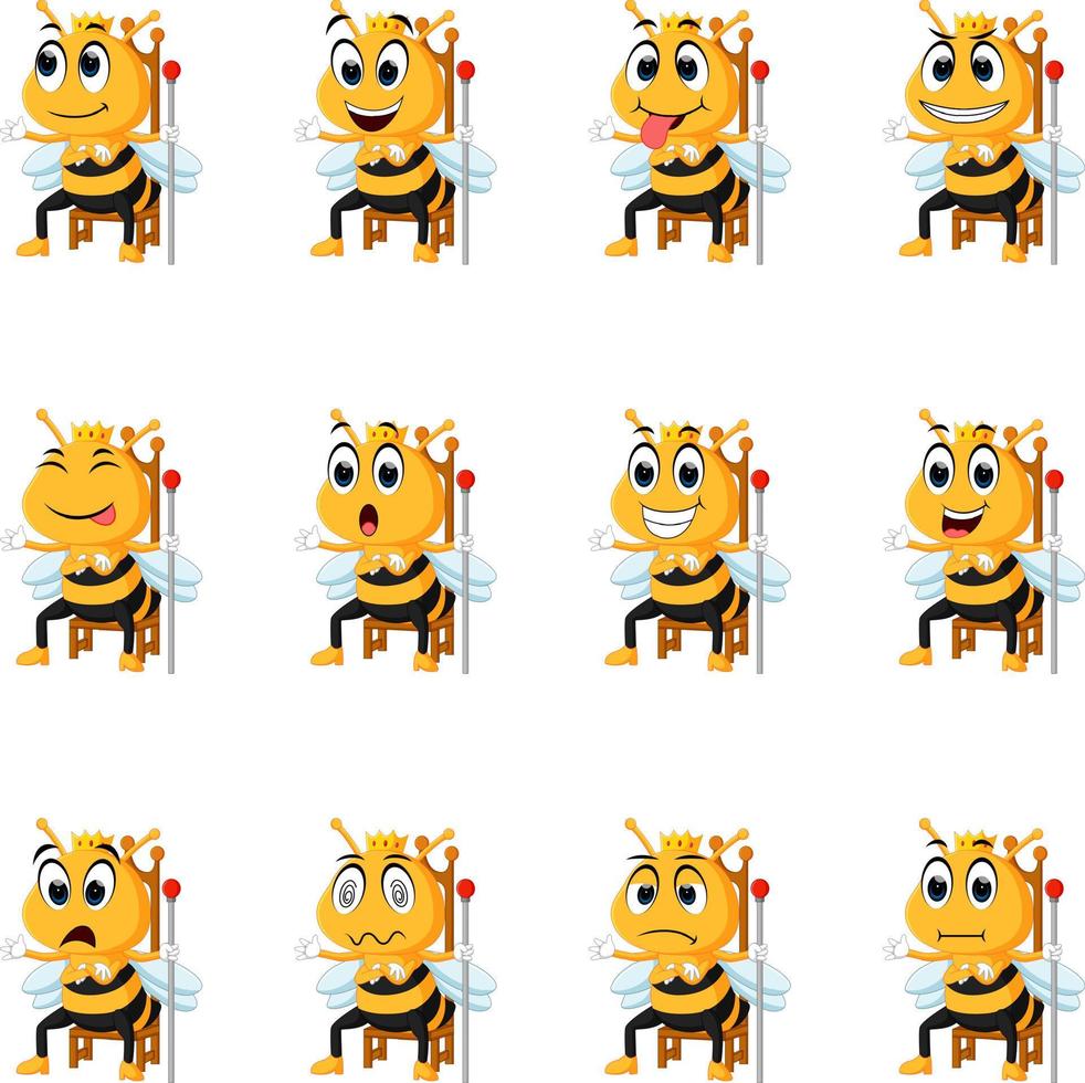 Bee with different facial expressions vector