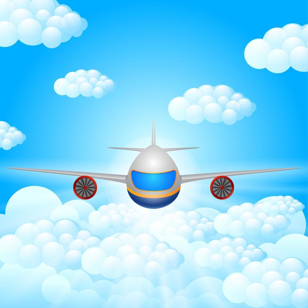 avión sobre un fondo de cielo azul vector
