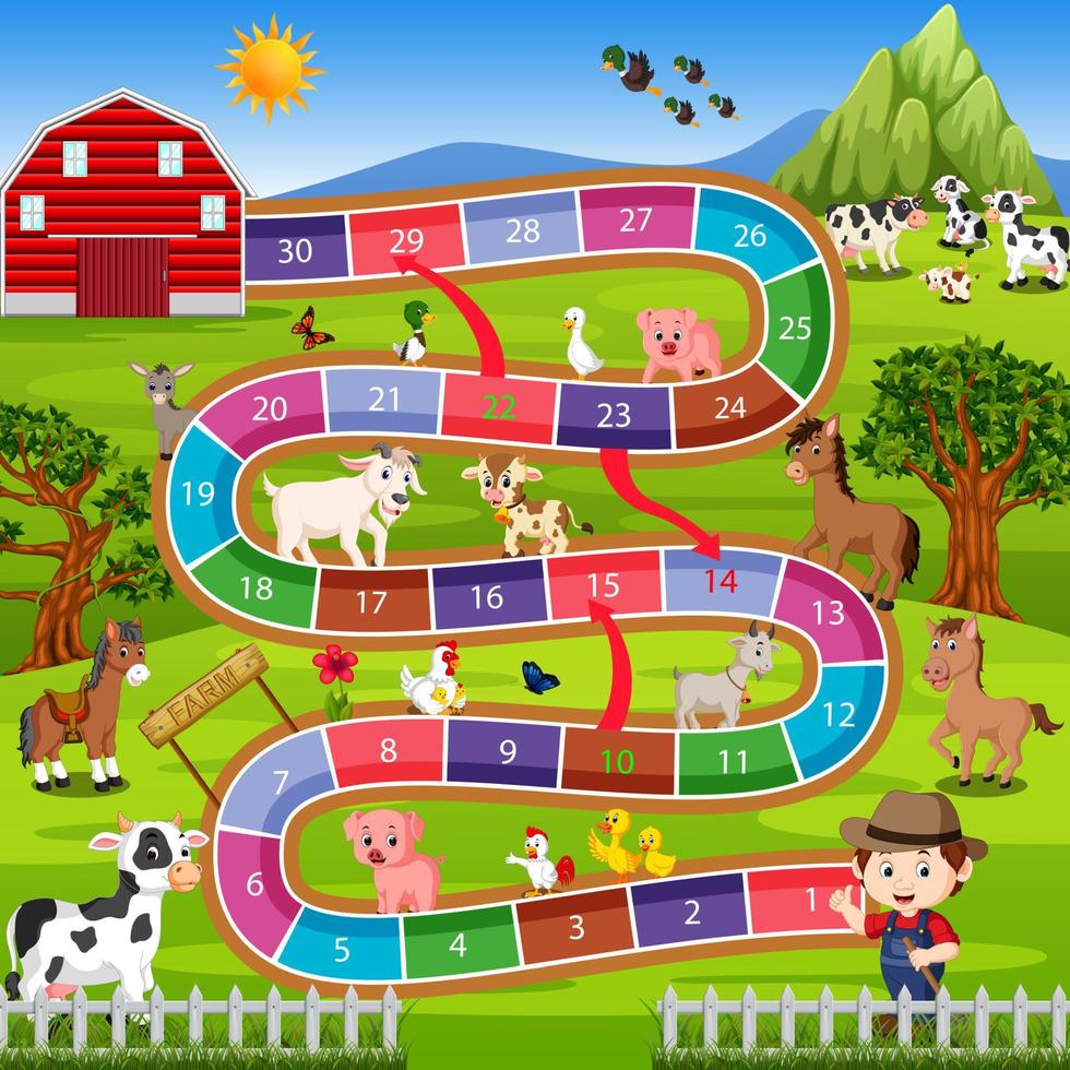 board game with farm background vector