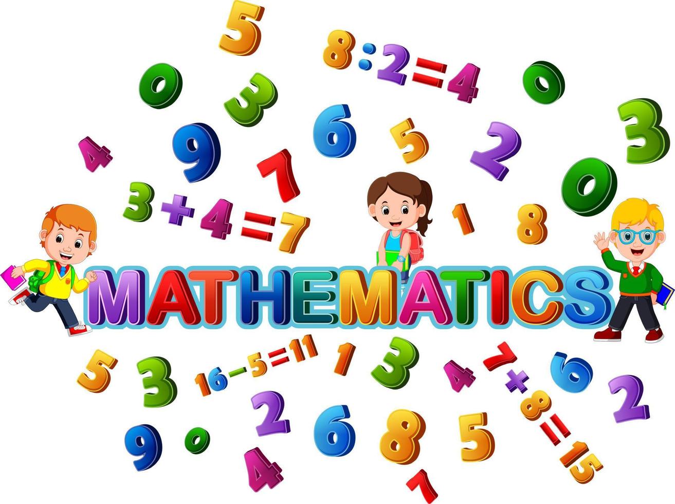 Font design for word mathematics with student vector