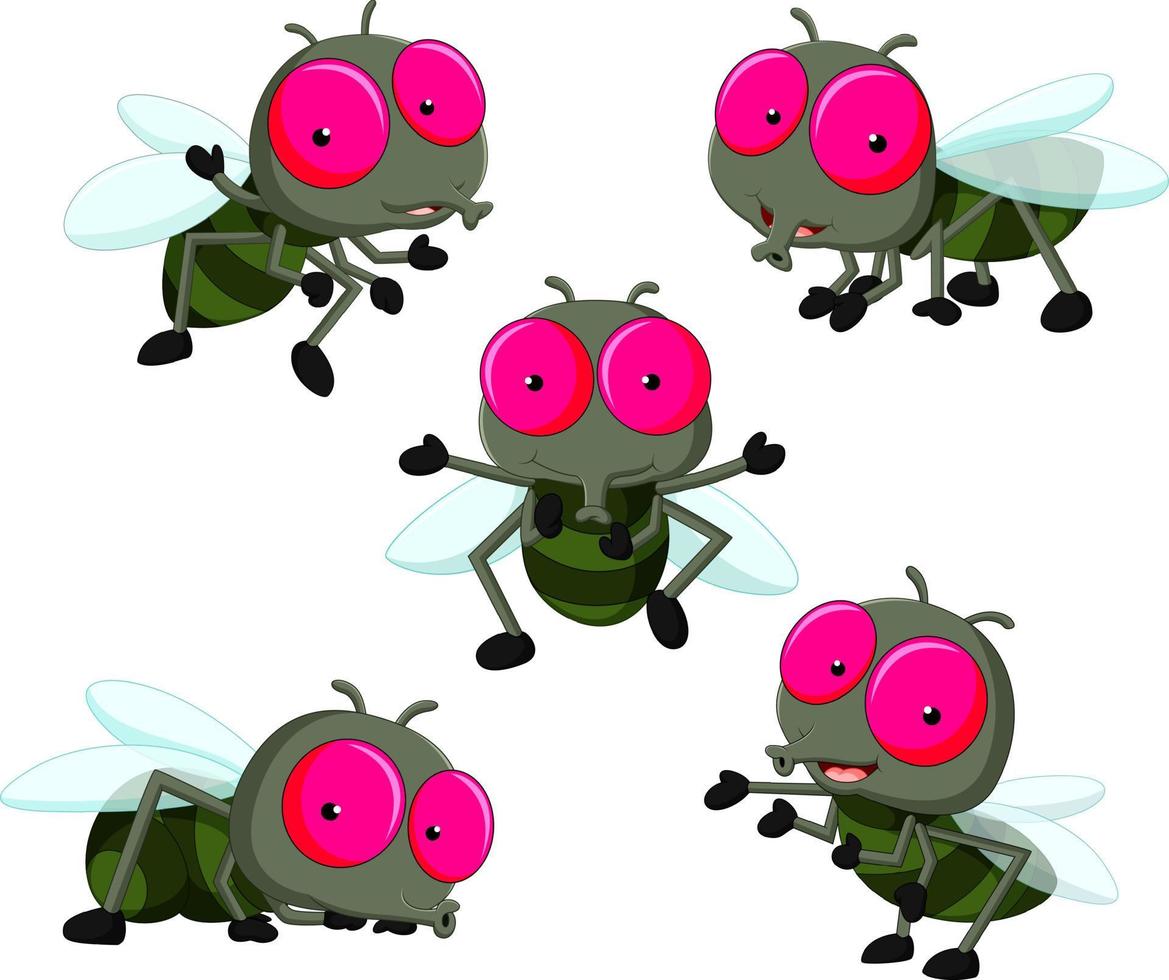collection of cute little cartoon flies vector