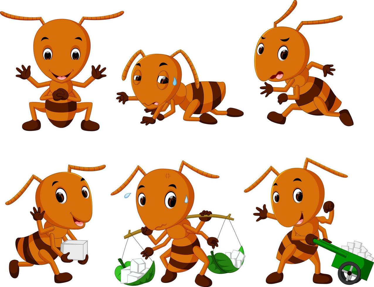 collection of ant cartoon vector