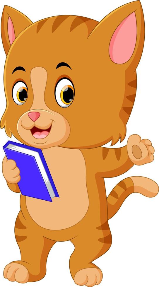 gato sosteniendo un libro vector