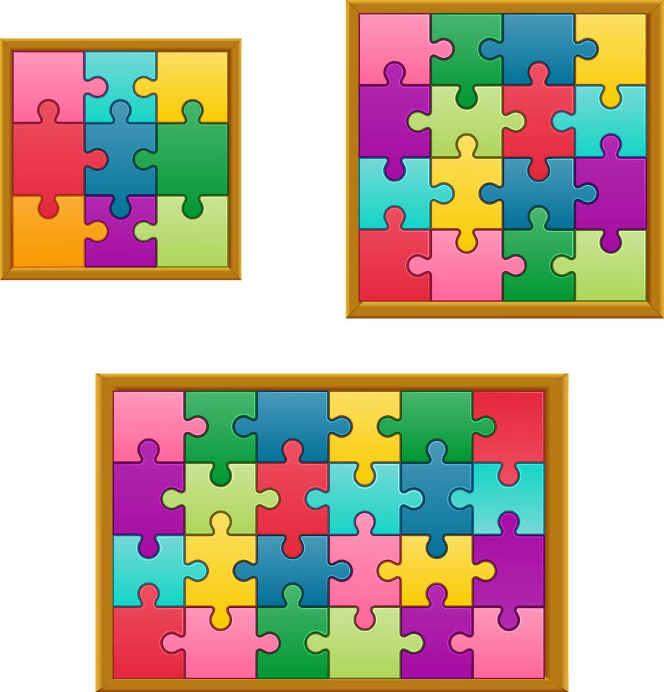 set collection Jigsaw puzzle game vector