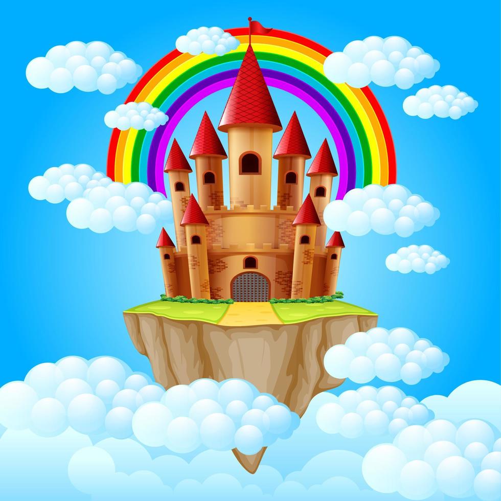 the castle above a cloud vector