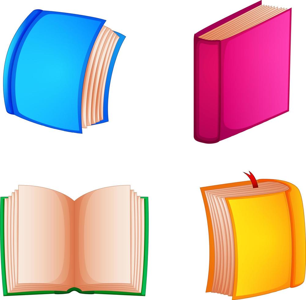 cuatro libros con portada diferente vector