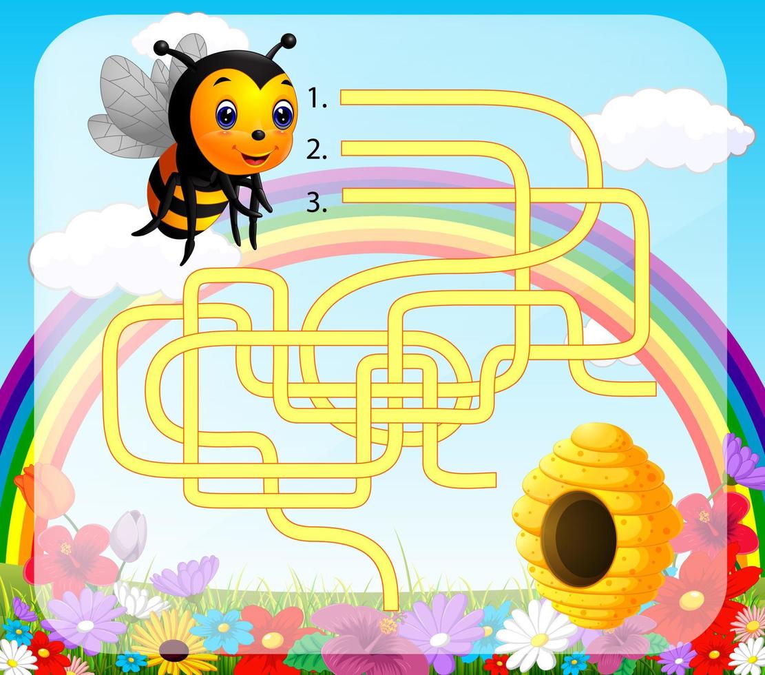 Help bee find path to beehive vector