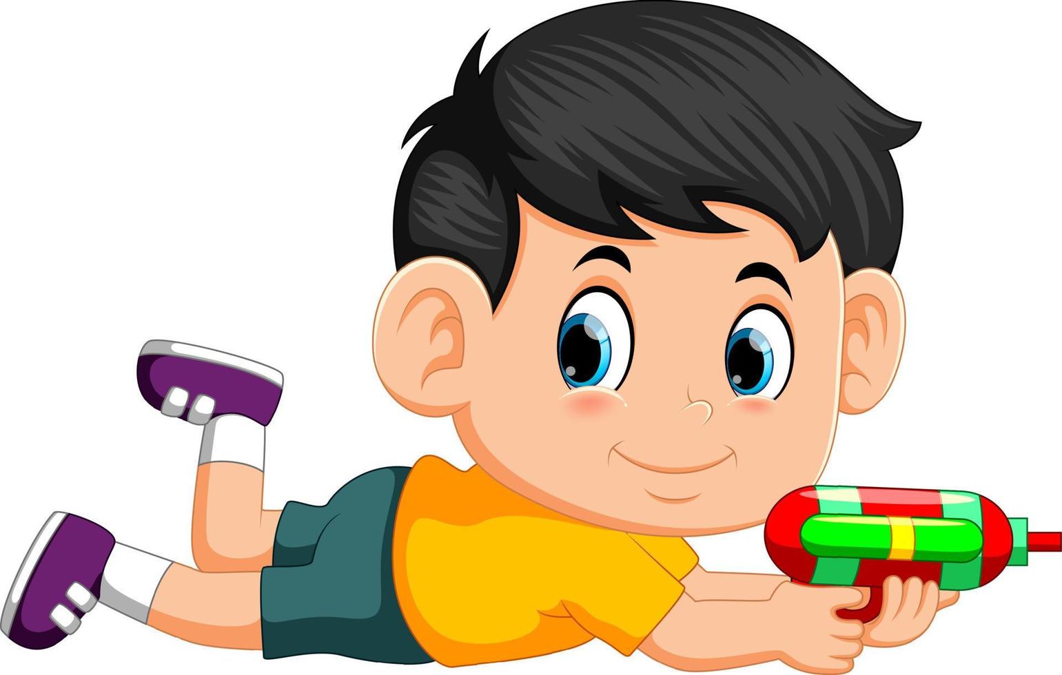 Boy playing with water gun vector