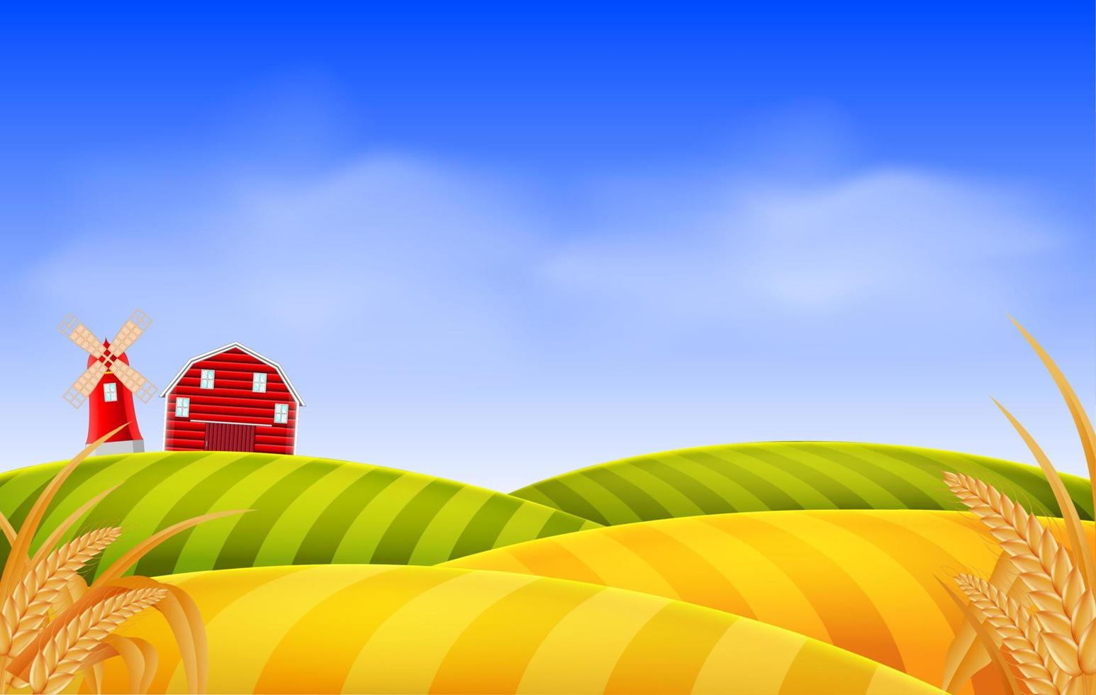 wheat field scenery vector