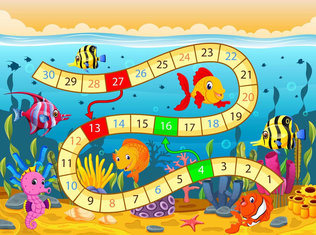 Boardgame template with under the sea background vector