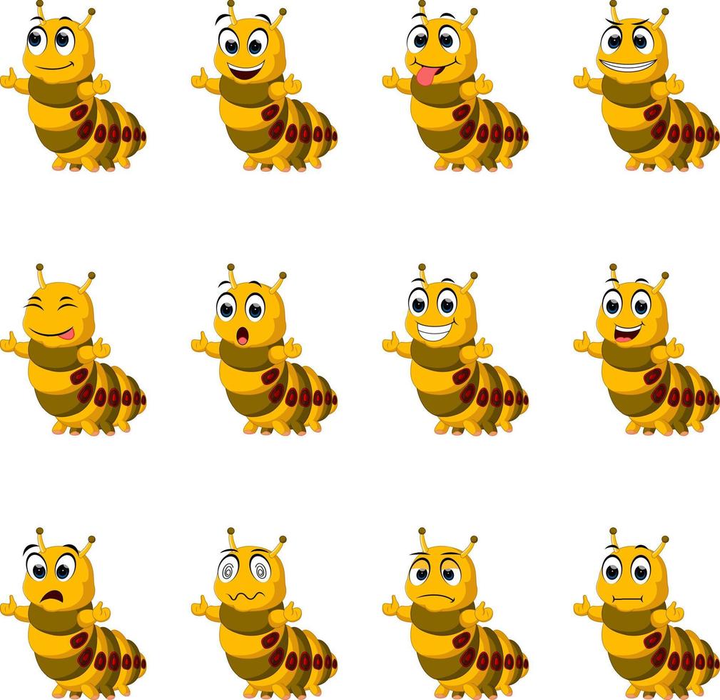 set collection Caterpillar with facial expression vector