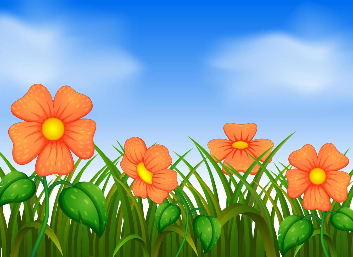 Background scene with flowers in garden vector