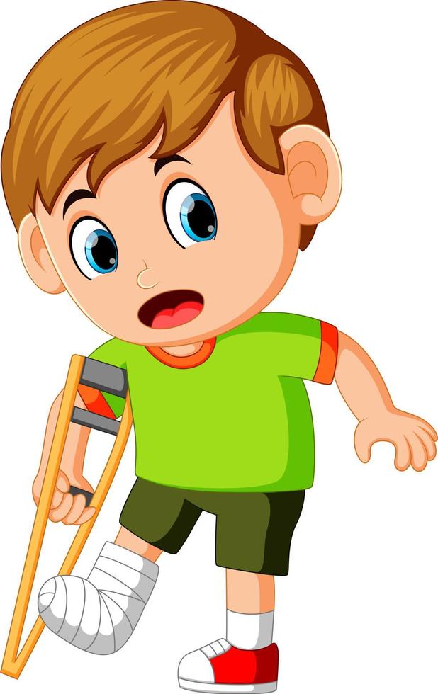 boy with broken leg vector