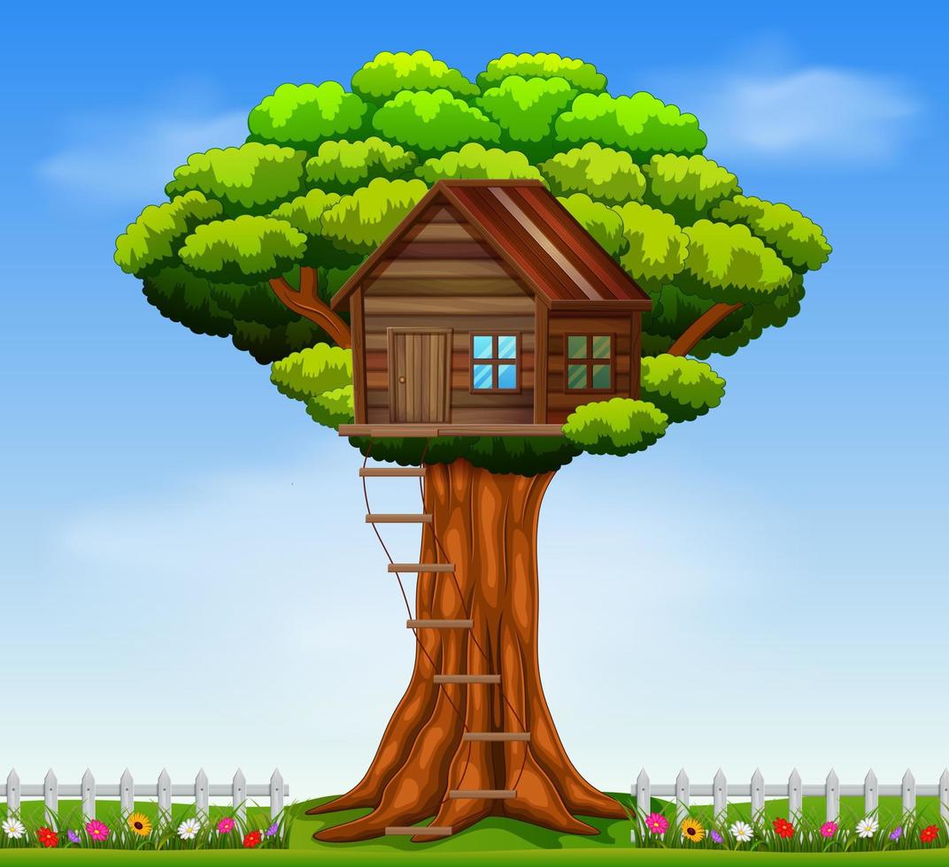 ilustración de una casa del árbol vector