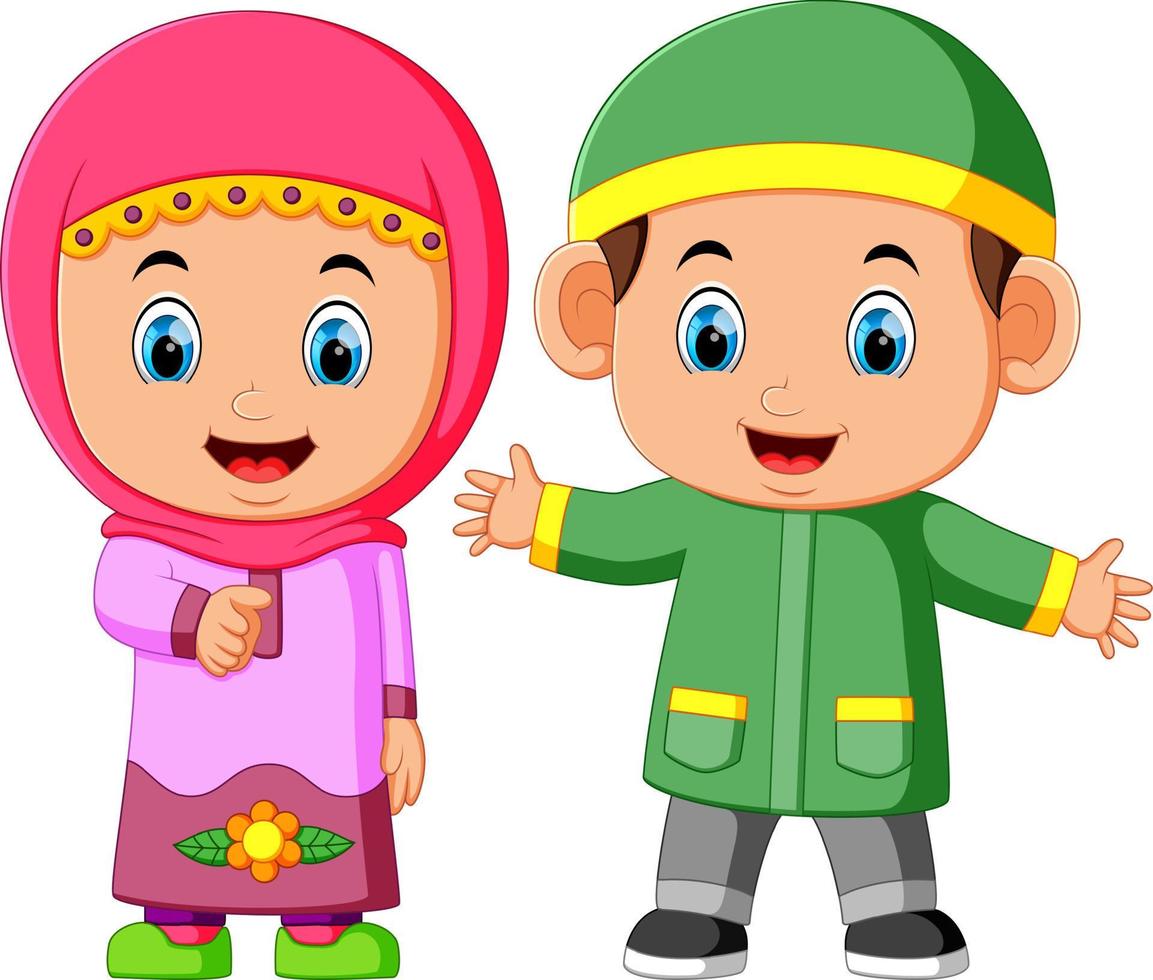 Happy Muslim kid cartoon vector