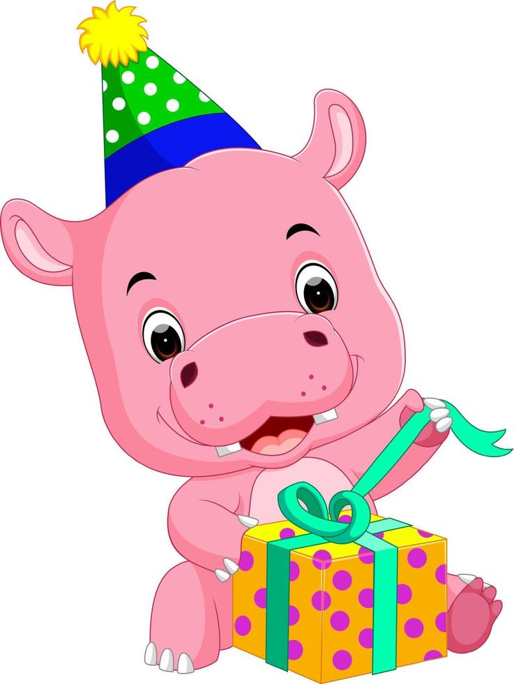 hippo birthday get a gift vector