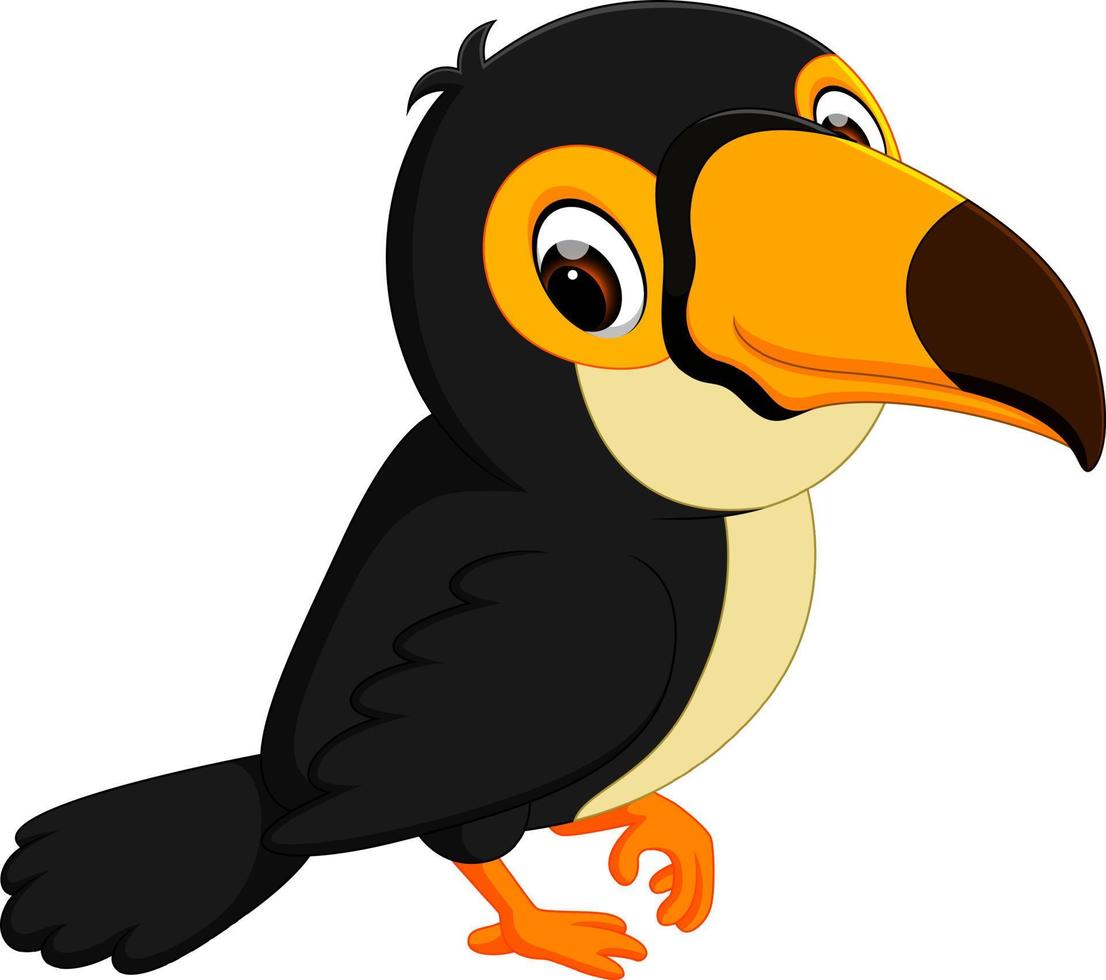 Cartoon bird toucan jumping vector