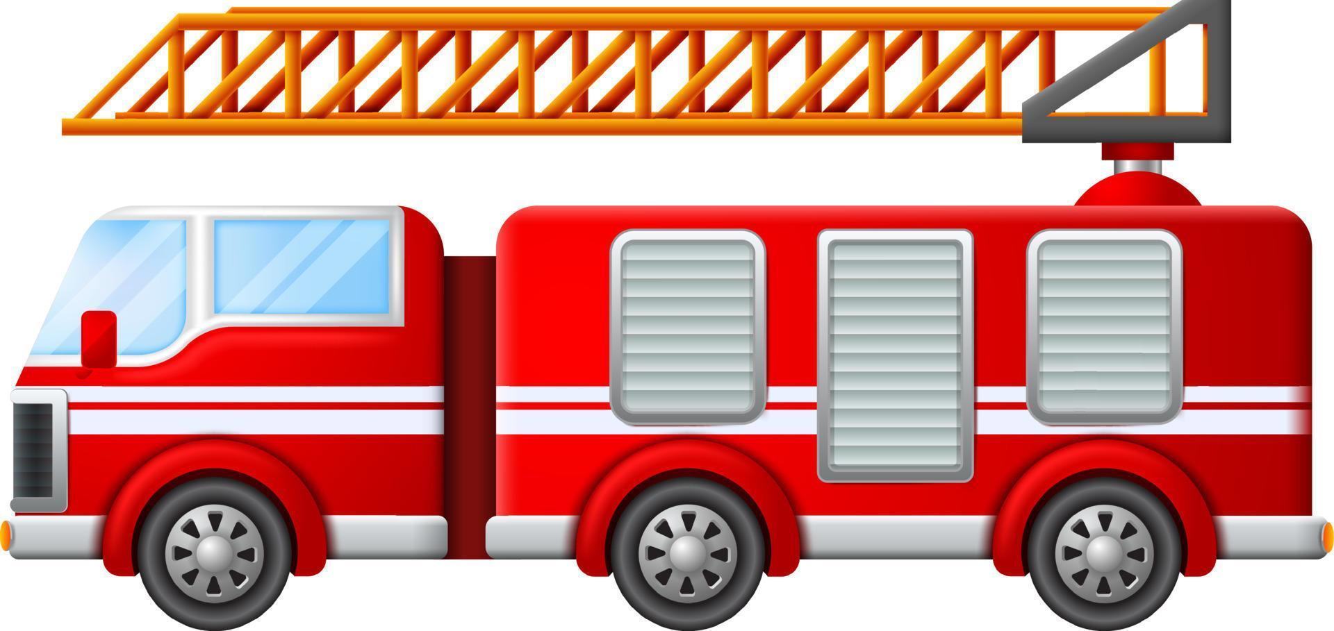 Fire truck with ladder vector