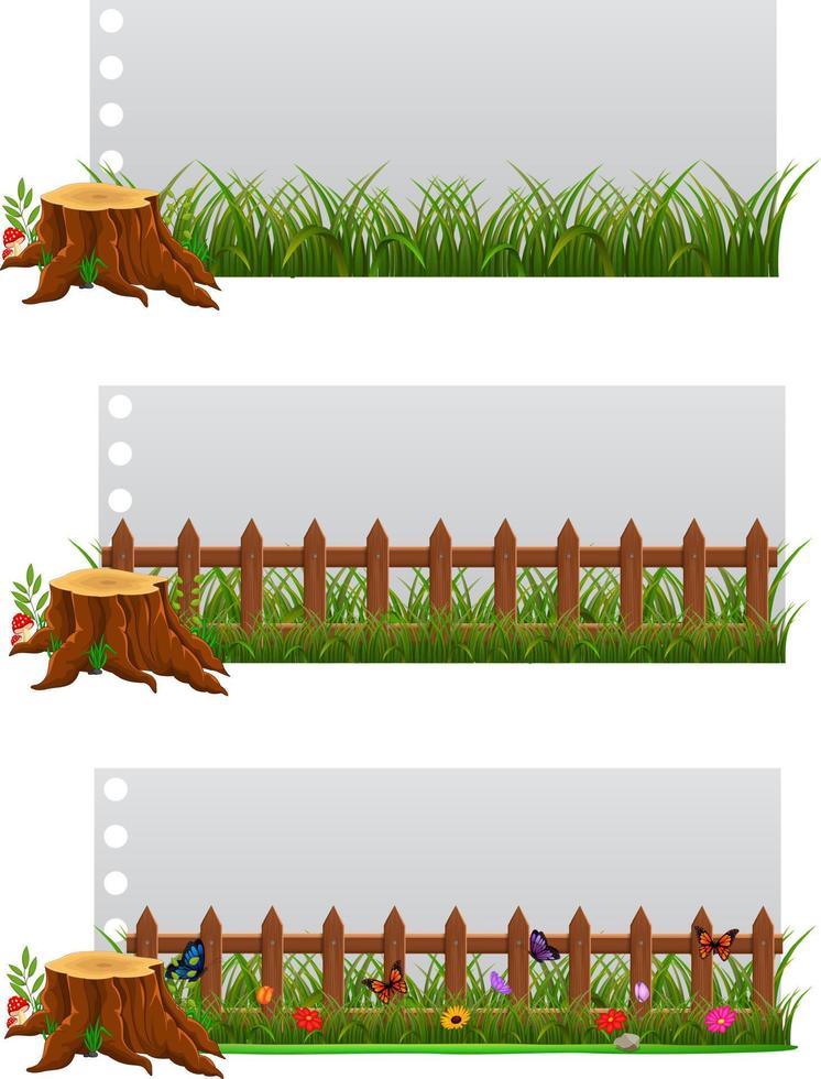 Empty paper blank on wooden signboard in the garden vector