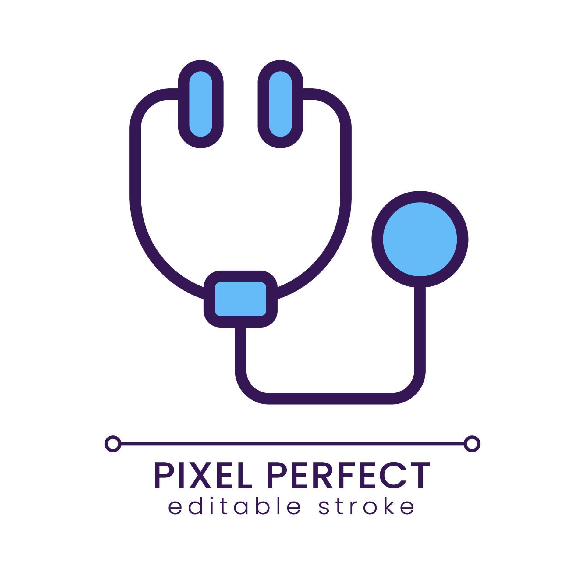 Stethoscope pixel perfect RGB color icon. Medical device. Listen to