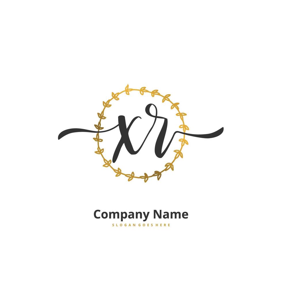 XR Initial handwriting and signature logo design with circle. Beautiful design handwritten logo for fashion, team, wedding, luxury logo. vector