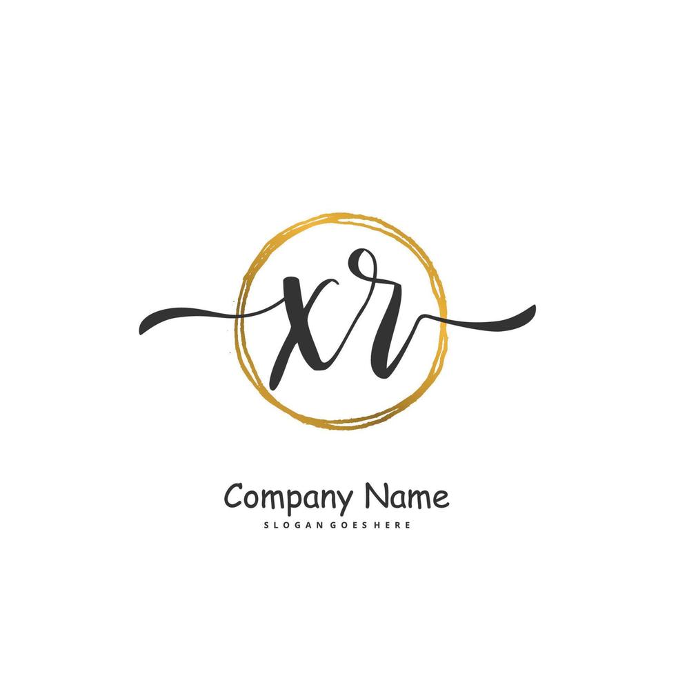 XR Initial handwriting and signature logo design with circle. Beautiful design handwritten logo for fashion, team, wedding, luxury logo. vector