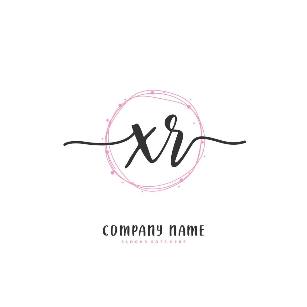 XR Initial handwriting and signature logo design with circle. Beautiful design handwritten logo for fashion, team, wedding, luxury logo. vector