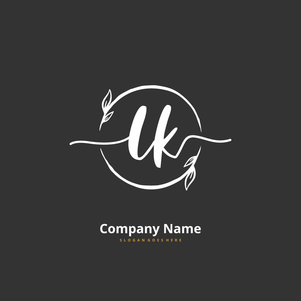 LK Initial handwriting and signature logo design with circle. Beautiful design handwritten logo for fashion, team, wedding, luxury logo. vector