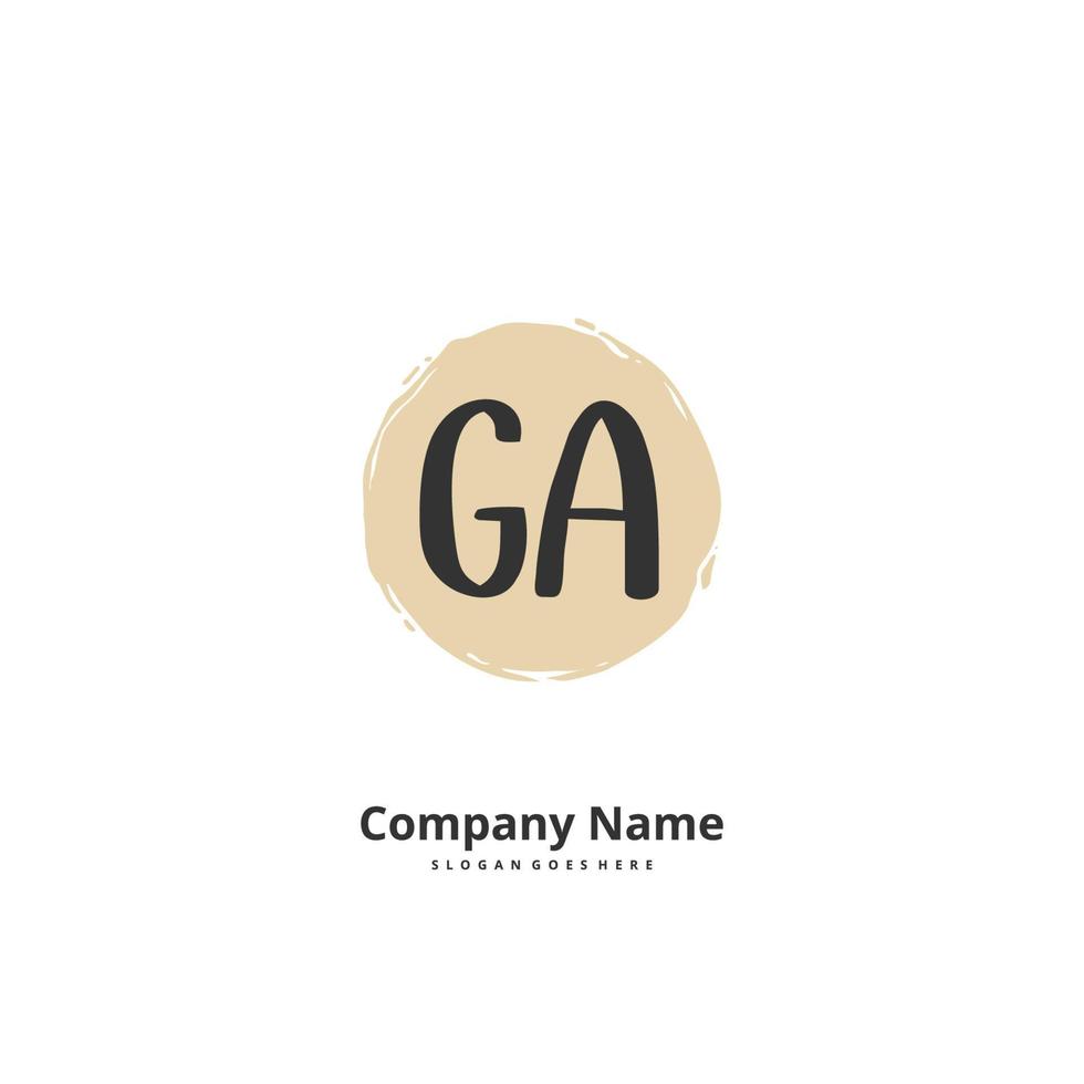 GA Initial handwriting and signature logo design with circle. Beautiful design handwritten logo for fashion, team, wedding, luxury logo. vector