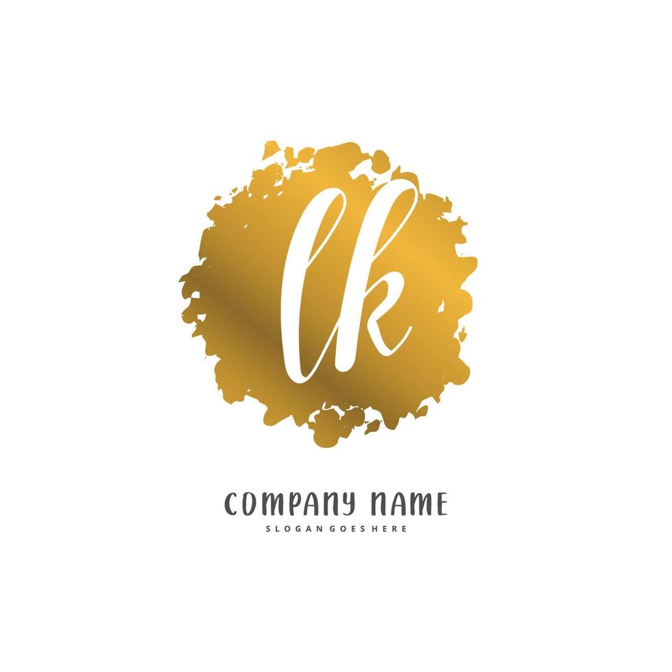 LK Initial handwriting and signature logo design with circle. Beautiful design handwritten logo for fashion, team, wedding, luxury logo. vector