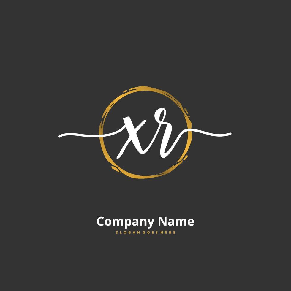 xr escritura a mano inicial y diseño de logotipo de firma con círculo. hermoso diseño de logotipo escrito a mano para moda, equipo, boda, logotipo de lujo. vector