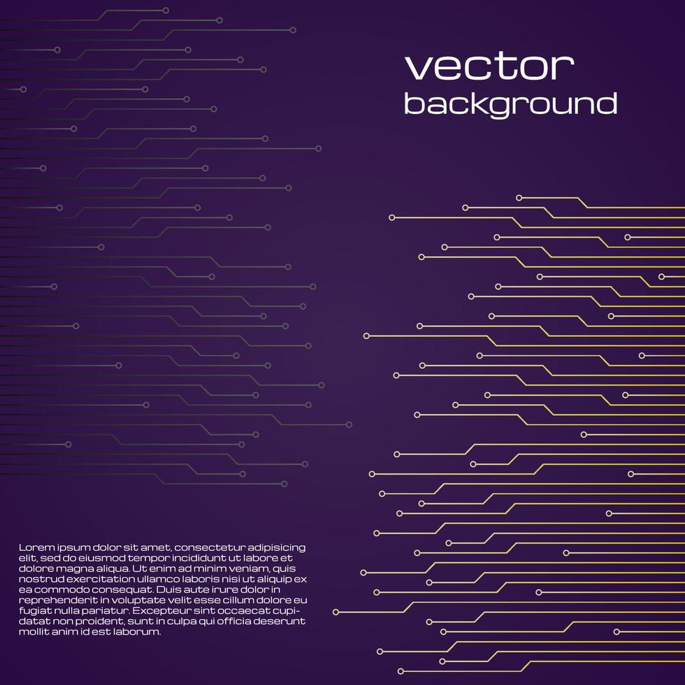 fondo púrpura tecnológico abstracto con elementos del microchip. textura de fondo de placa de circuito. ilustración vectorial vector