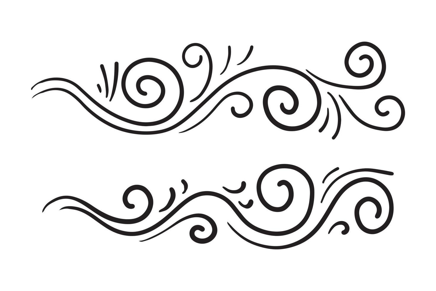 hand drawn wind doodle set, vector illustration.