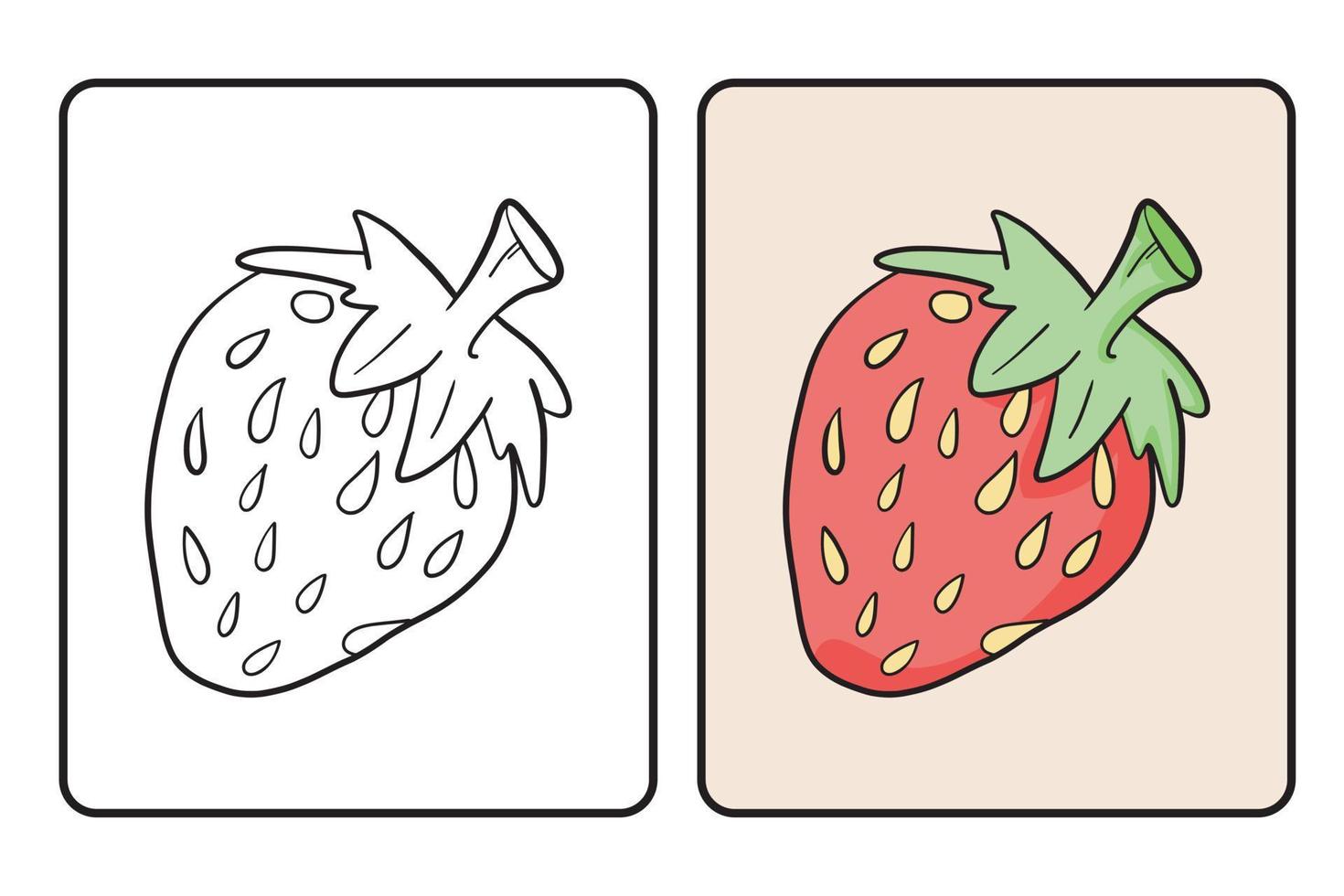 learn to color, strawberry, vector illustration.