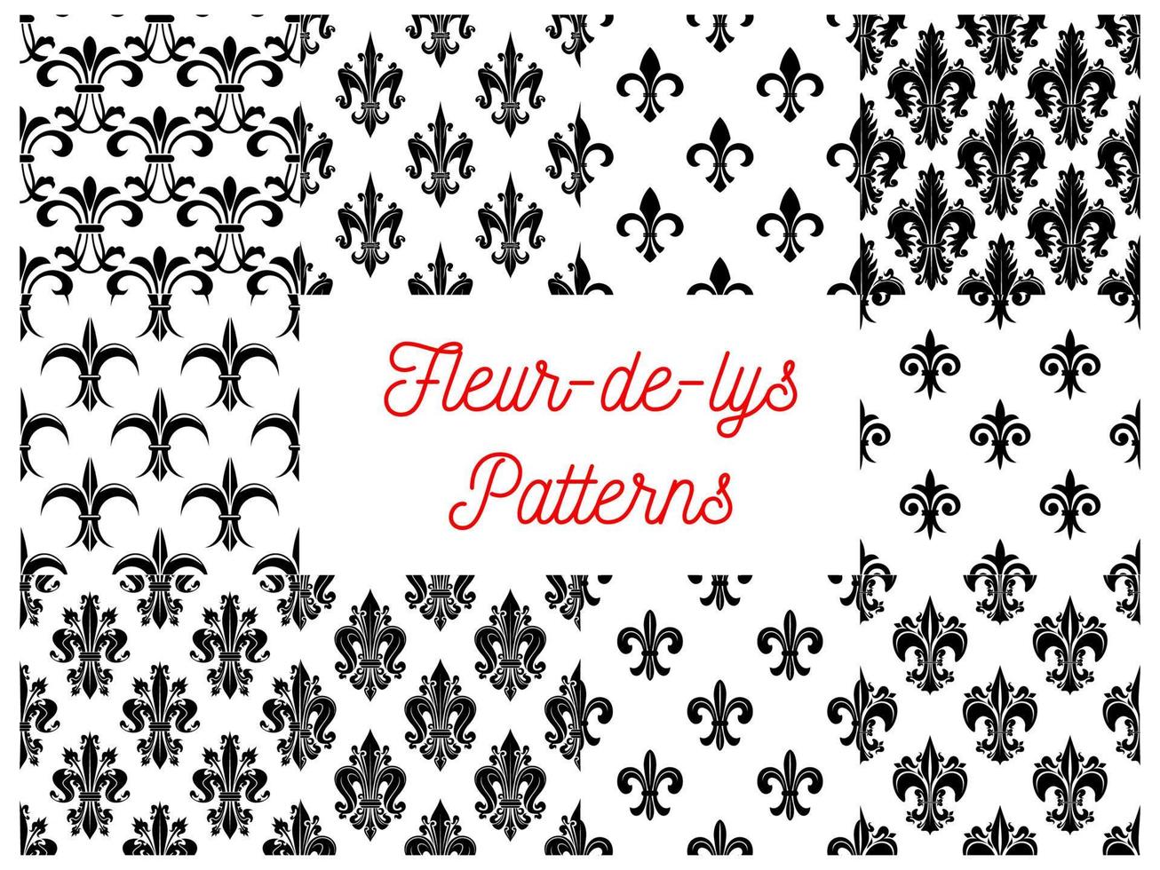 Victorian fleur-de-lis seamless patterns set vector