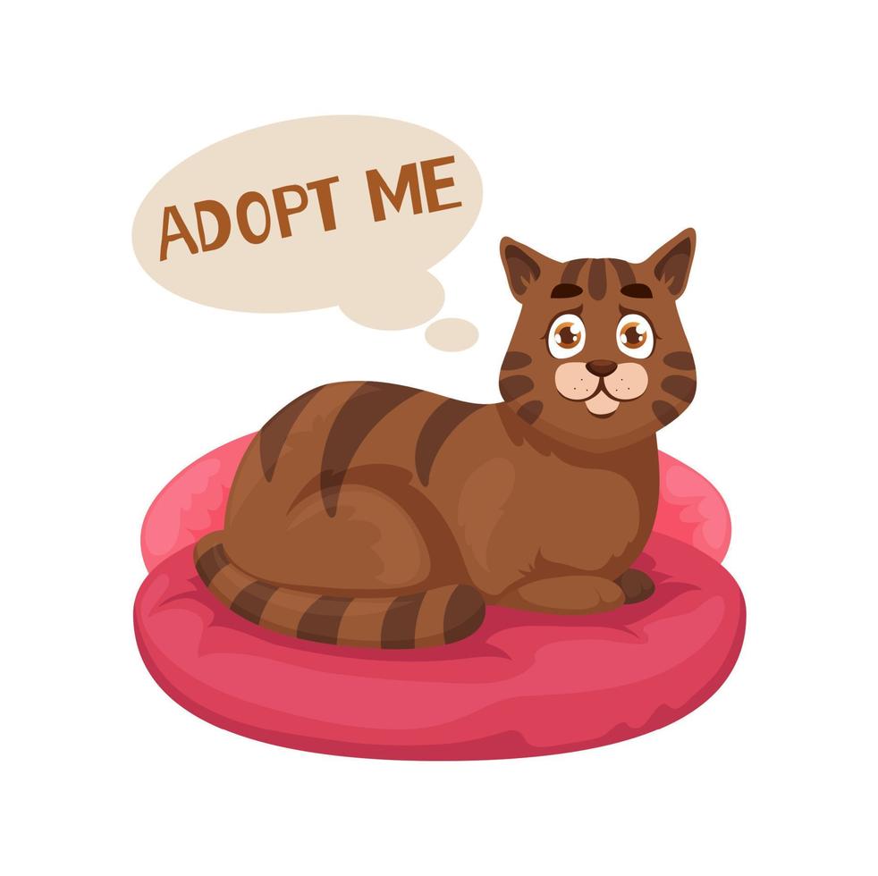 Animals adoption, vector cat with plaintive look