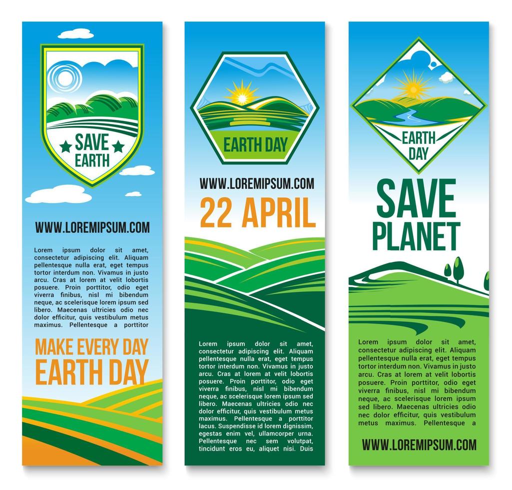 vector banners del día de la tierra para salvar la naturaleza del planeta