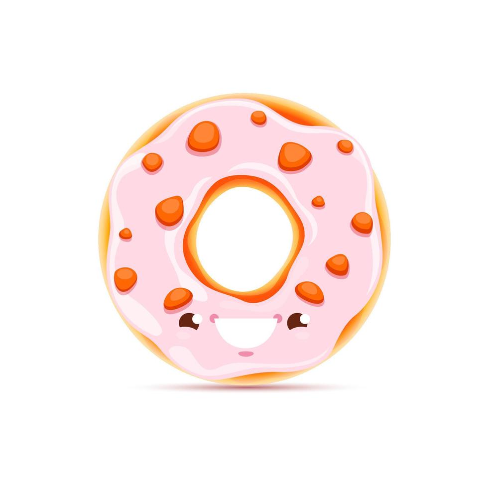 Cartoon donut character. Funny vector dessert