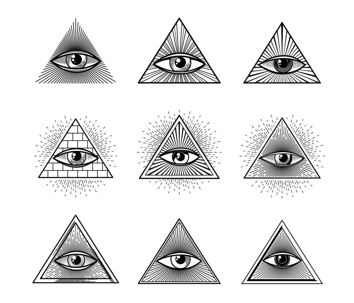 ojo de los illuminati de la providencia, pirámide esotérica oculta vector