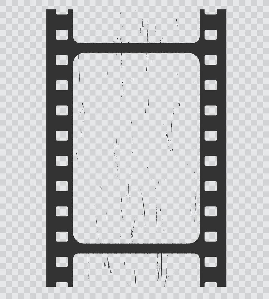 Grunge movie film strip, isolated filmstrip reel vector