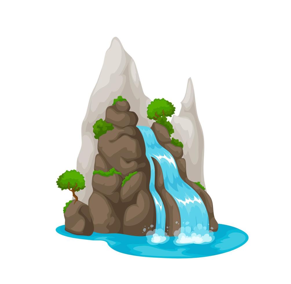 cascada de dibujos animados y cascada de agua, diseño vectorial vector