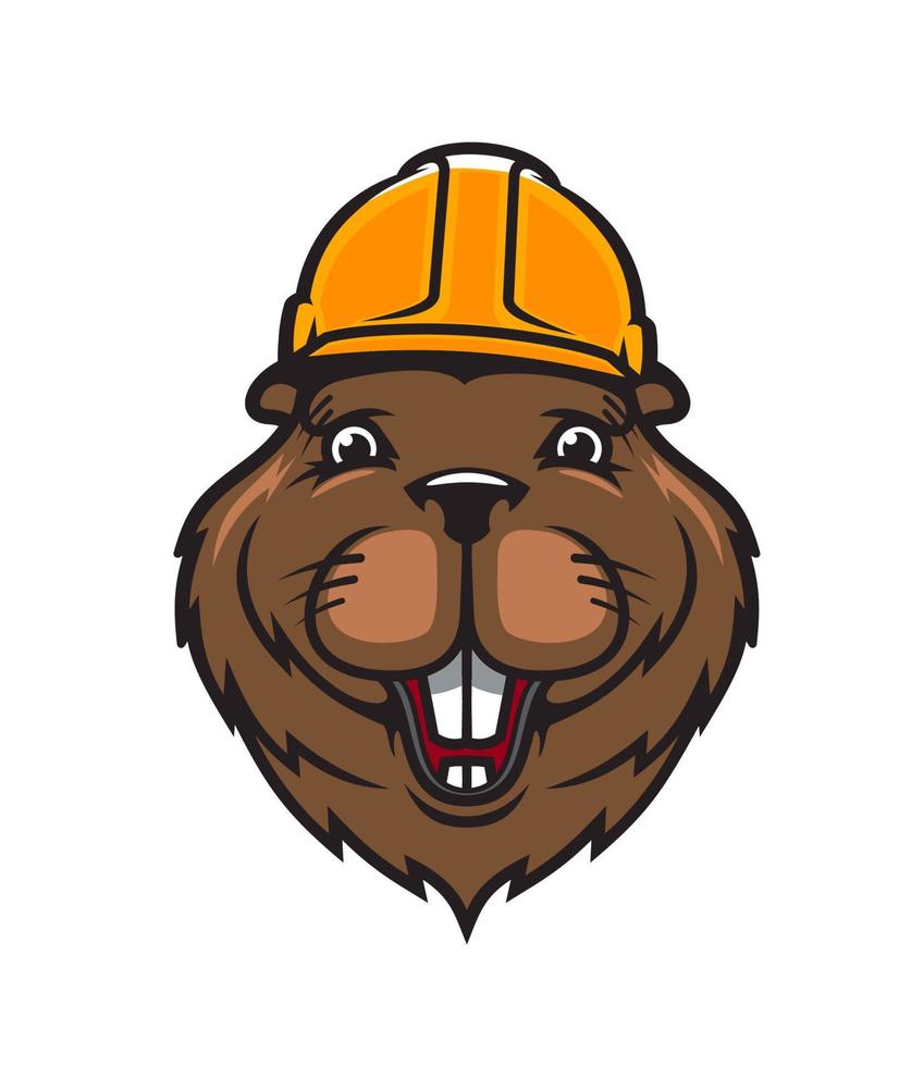 Beaver animal mascot in builder hardhat vector