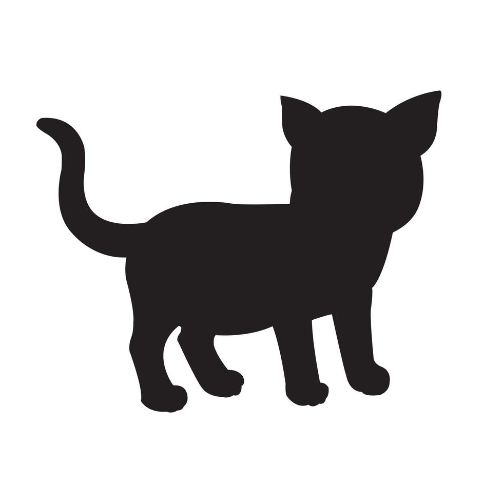 vector de silueta de gato aislado sobre fondo blanco libro de colorear de animales para niños