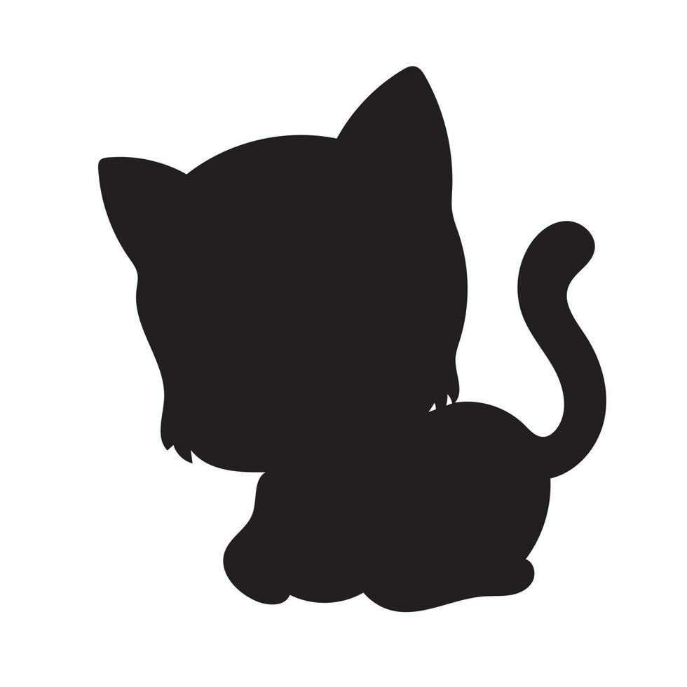 vector de silueta de gato aislado sobre fondo blanco libro de colorear de animales para niños