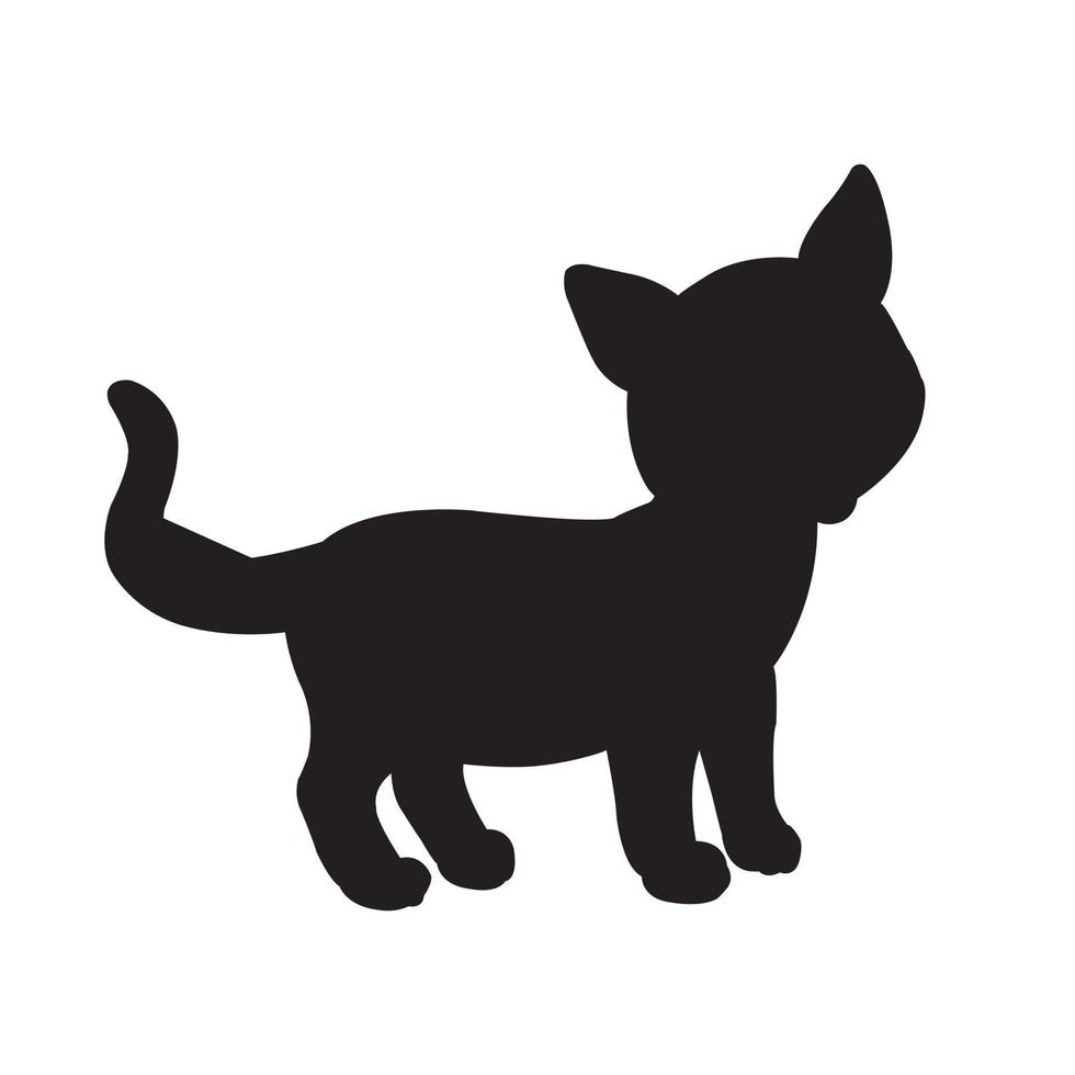 vector de silueta de gato aislado sobre fondo blanco libro de colorear de animales para niños