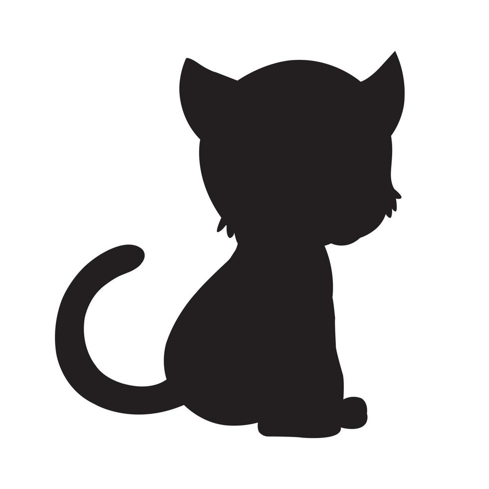 cat silhouette vector isolated on white background animal coloring book for kids