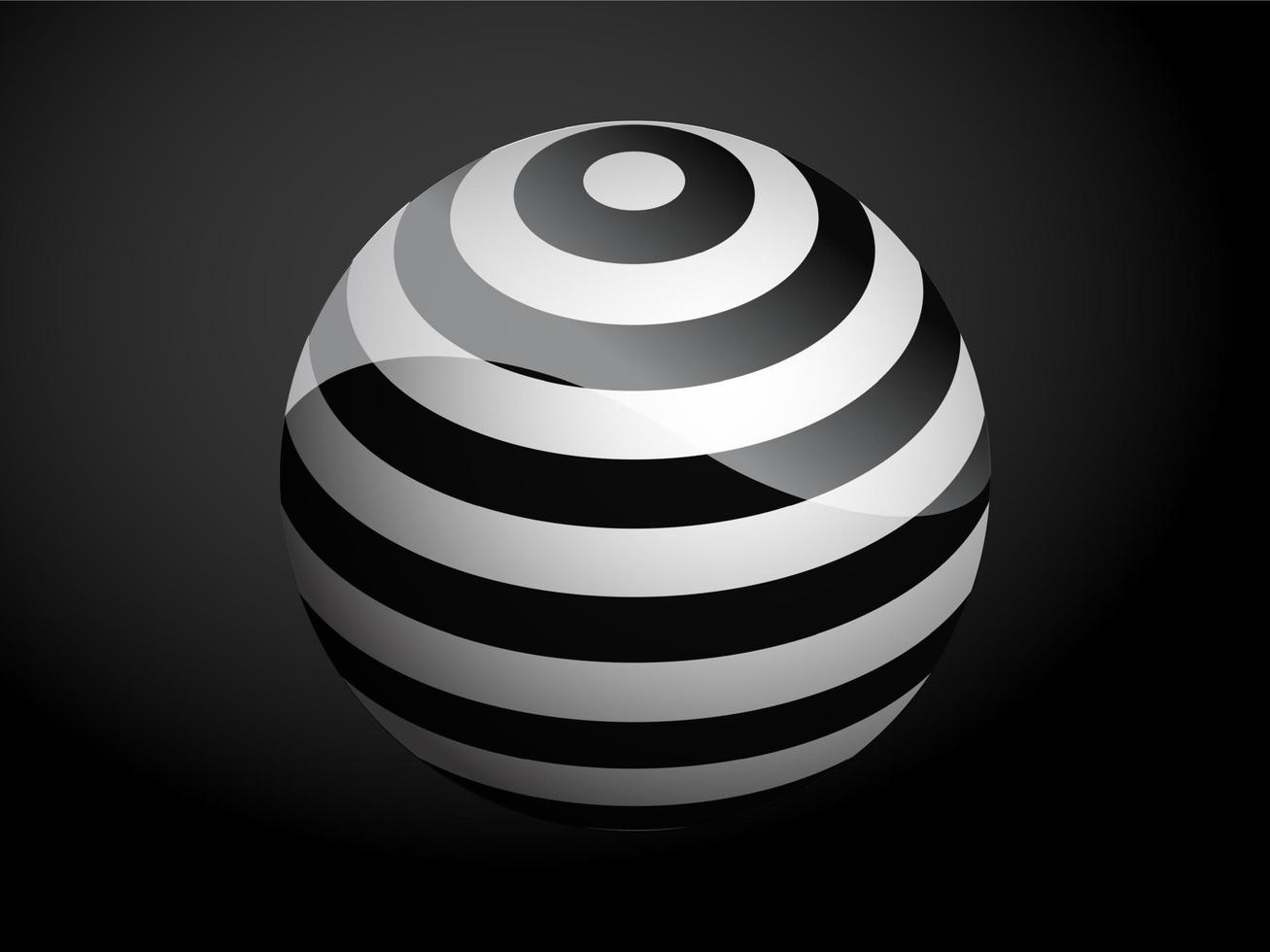 Abstract pattern cover black and white 3D ball. Vector illustration on dark background.