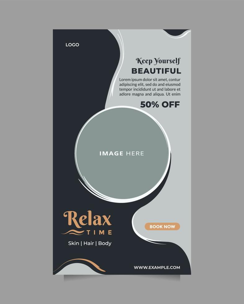 Beauty care center promotion design social media story post and banner.  Vector template concept of professional hair spa, yoga, meditation,  cosmetic sale, skin treatment, etc 12851429 Vector Art at Vecteezy