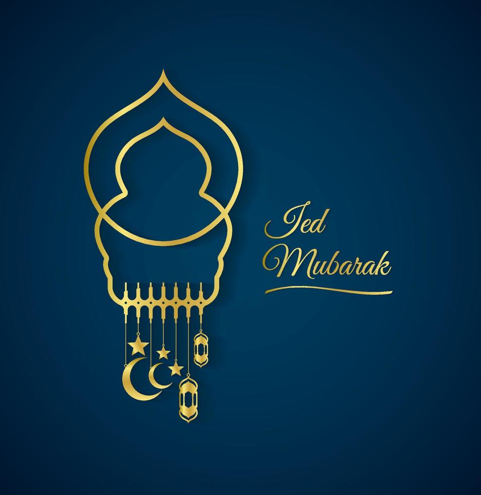 Luxury Eid Mubarak with vector mosque illustration design