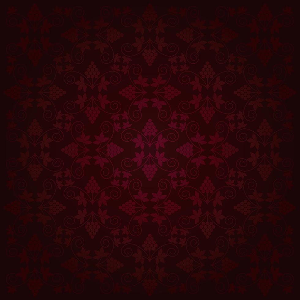 Vintage background, grona of grapes with leaves violet pattern vector